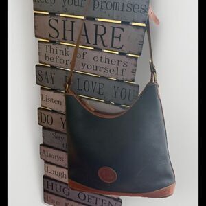 DOONEY & BOURKE Authentic Vintage  Black English Brown Leather Shoulder Handbag